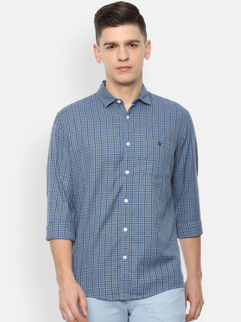 

Louis Philippe Jeans Men Blue Slim Fit Opaque Checked Casual Shirt