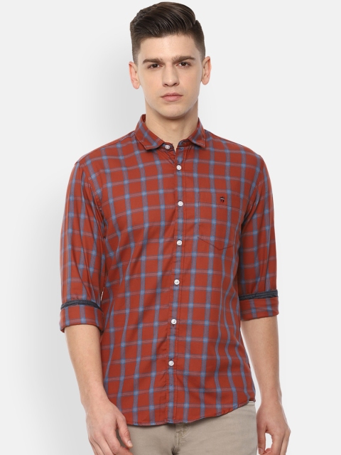 

Louis Philippe Jeans Men Maroon Slim Fit Checked Casual Shirt