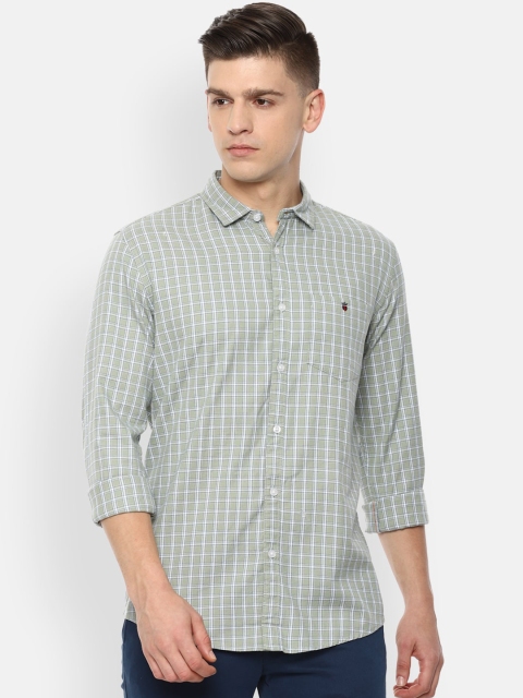 

Louis Philippe Jeans Men Olive Green Checked Slim Fit Casual Shirt
