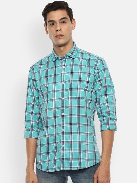 

Louis Philippe Jeans Men Blue Slim Fit Checked Casual Shirt