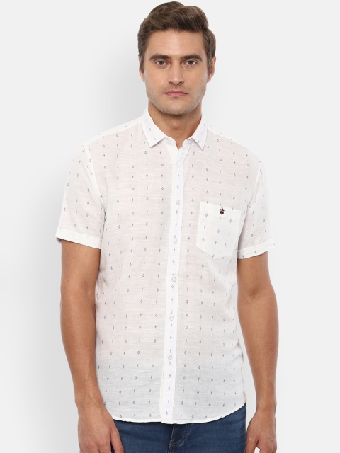 

Louis Philippe Jeans Men Cream-Coloured Slim Fit Opaque Printed Linen Casual Shirt