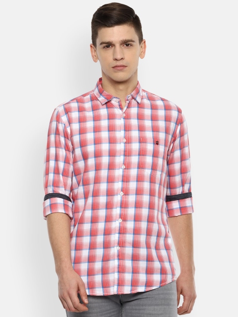 

Louis Philippe Jeans Men Red & White Slim Fit Cotton Opaque Checked Casual Shirt