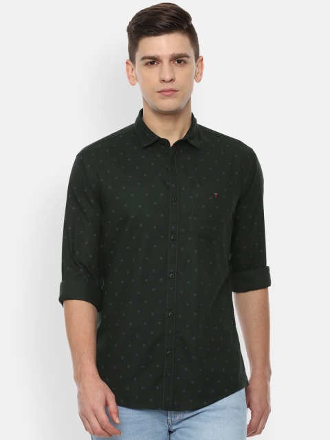 

Louis Philippe Jeans Men Black & Blue Micro Ditsy Printed Slim Fit Casual Shirt