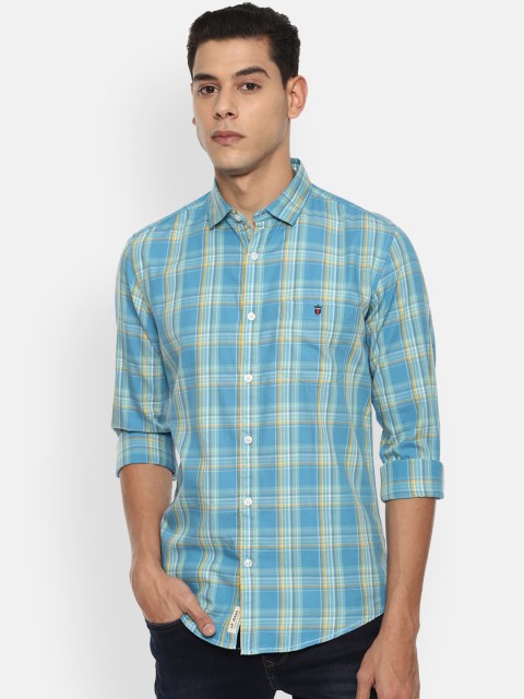 

Louis Philippe Jeans Men Blue Slim Fit Opaque Checked Casual Shirt