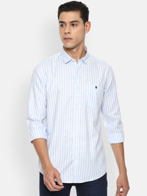 

Louis Philippe Jeans Men Blue & White Slim Fit Opaque Striped Casual Shirt