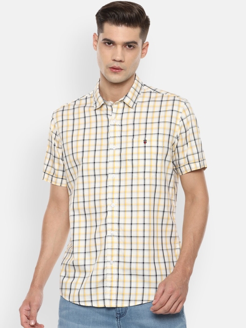 

Louis Philippe Jeans Men Yellow Checked Slim Fit Casual Shirt