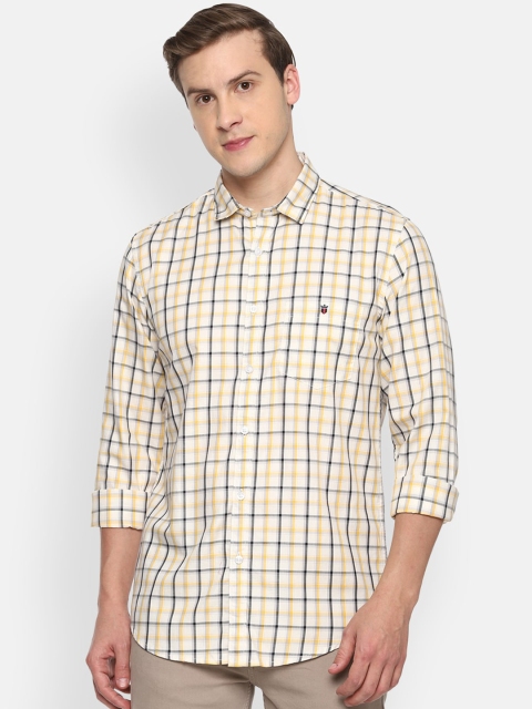 

Louis Philippe Jeans Men Cream-Coloured Slim Fit Opaque Checked Pure Cotton Casual Shirt