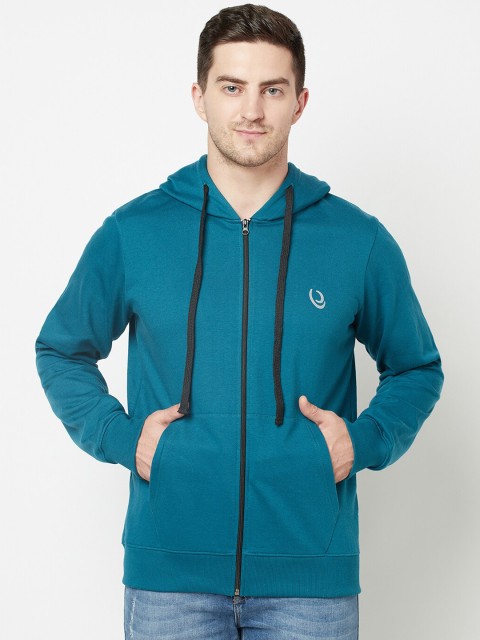 

ELEGANCE Men Pack of 2 Teal Blue & Yellow Hooded Sweatshirt