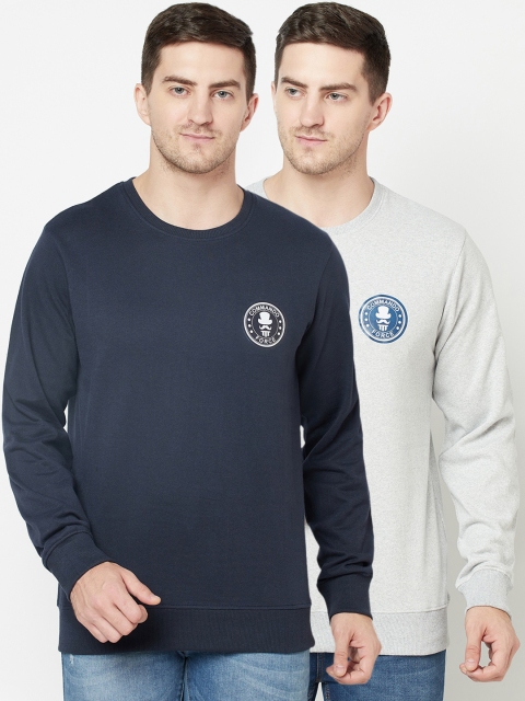 

ELEGANCE Men Pack of 2 Navy Blue & Grey Sweatshirts