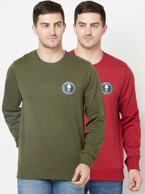 

ELEGANCE Men Set of 2 Printed Sweatshirt, Olive