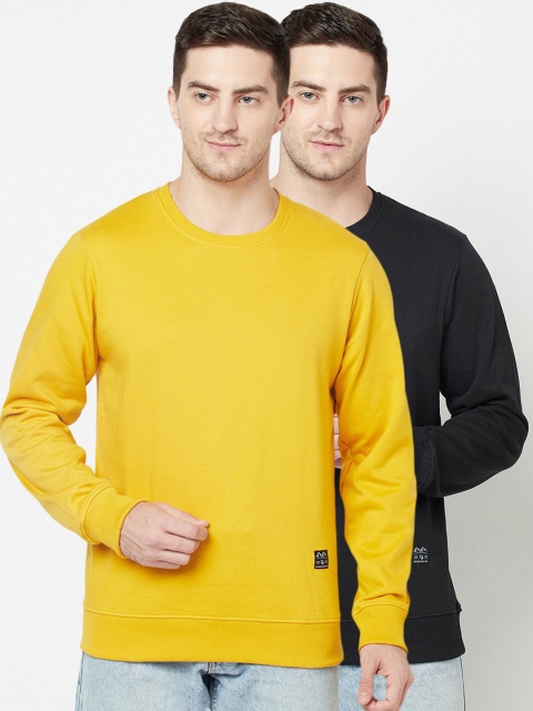 

ELEGANCE Men Pack Of 2 Solid Pullover Sweatshirt, Yellow