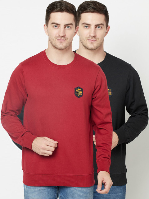 

ELEGANCE Men Pack Of 2 Red & Black Sweatshirt