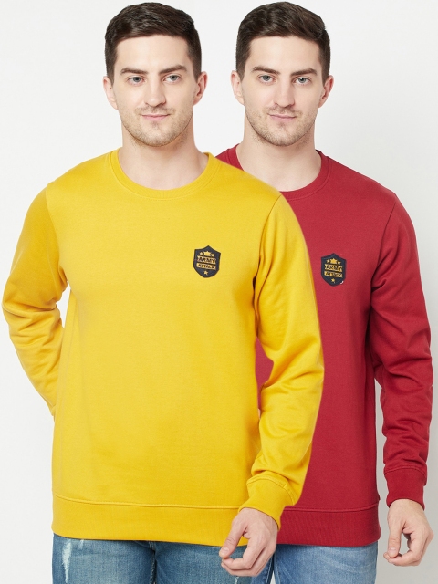 

ELEGANCE Men Pack Of 2 Red & Yellow Sweatshirt