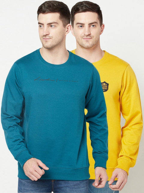 

ELEGANCE Men Pack Of 2 Blue & Yellow Sweatshirt