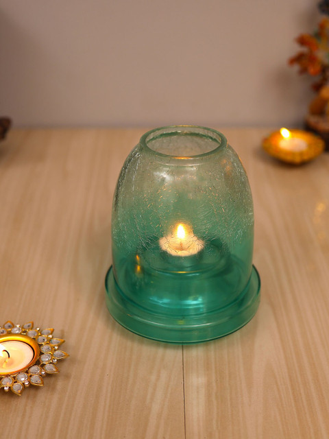 

Homesake Turquoise Blue Akhand Diya with Glass Cover