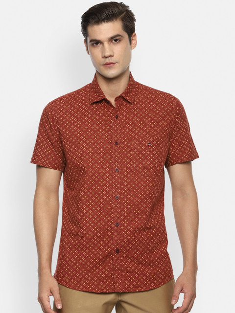 

Louis Philippe Sport Men Rust Printed Slim Fit Opaque Casual Shirt, Red