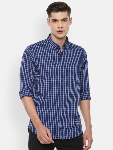 

Louis Philippe Sport Men Navy Blue Slim Fit Opaque Checked Pure Cotton Casual Shirt