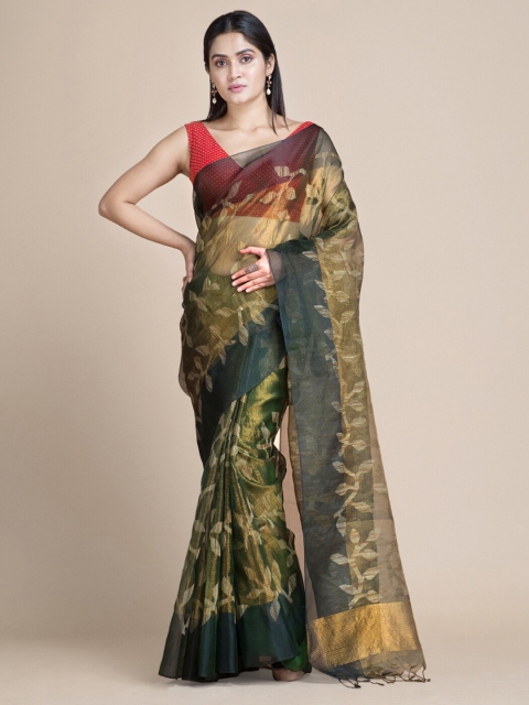 

Mitera Green & Yellow Woven Design Silk Cotton Saree