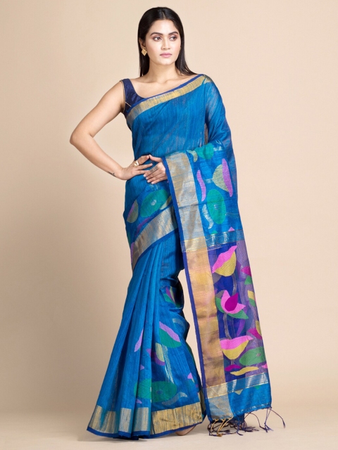 

Mitera Blue Ethnic Motifs Pure Silk Saree