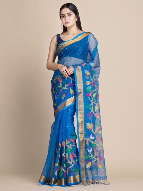 

Mitera Blue & Pink Woven Design Handloom Silk Cotton Saree