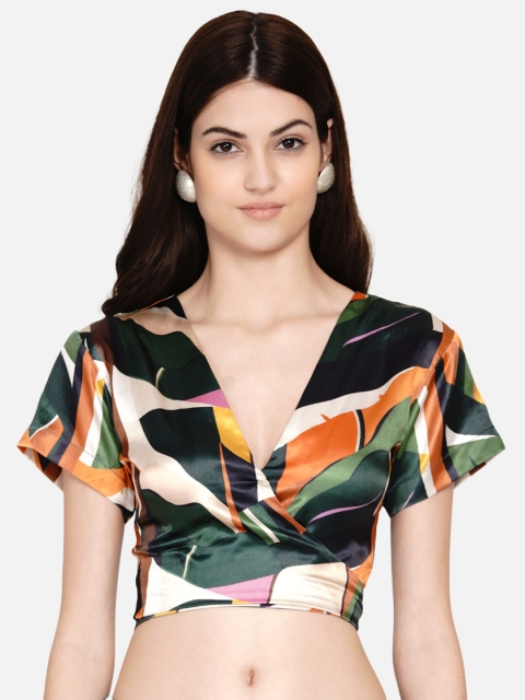

Samshek Multicoloured Satin Wrap Crop Top, Multi