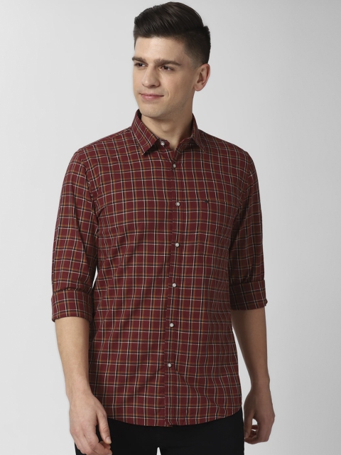 

Peter England Casuals Men Maroon Slim Fit Tartan Checks Opaque Checked Casual Shirt