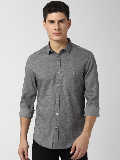 

Peter England Casuals Men Grey Slim Fit Opaque Pure Cotton Casual Shirt