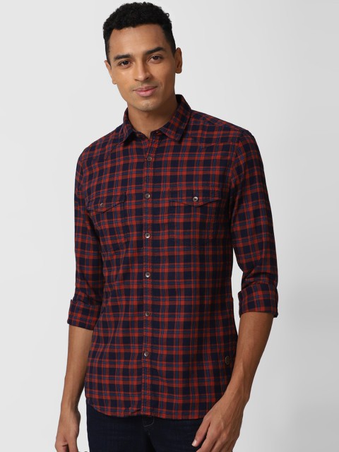 

Peter England Casuals Men Maroon Slim Fit Tartan Checks Opaque Checked Casual Shirt