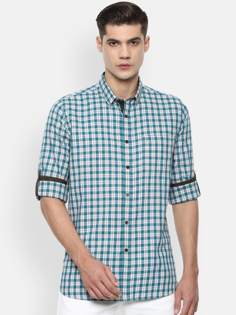 

Van Heusen Sport Men Teal Slim Fit Pure Cotton Checked Casual Shirt