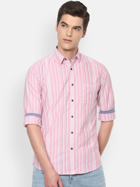 

Van Heusen Sport Men Pink Slim Fit Pure Cotton Striped Casual Shirt