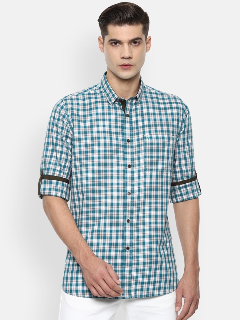 

Van Heusen Sport Men Teal Slim Fit Pure Cotton Checked Casual Shirt