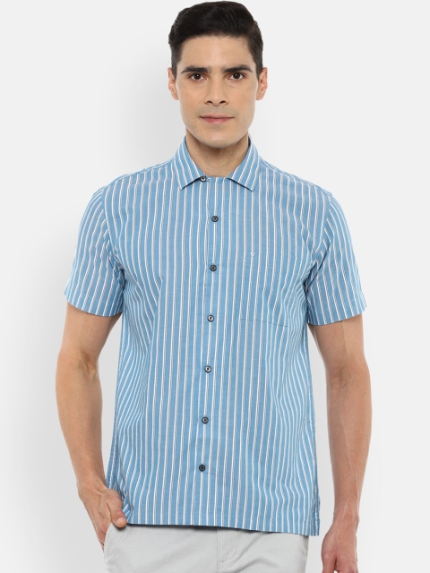 

Van Heusen Sport Men Blue Slim Fit Pure Cotton Striped Casual Shirt