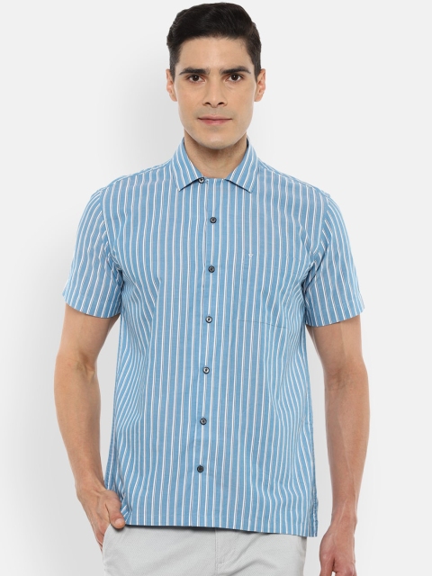 

Van Heusen Sport Men Blue Slim Fit Pure Cotton Striped Casual Shirt