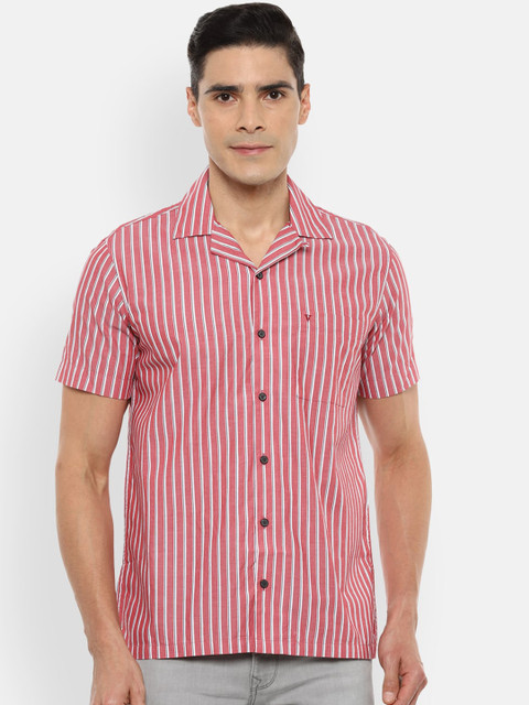

Van Heusen Sport Men Red Slim Fit Pure Cotton Striped Casual Shirt