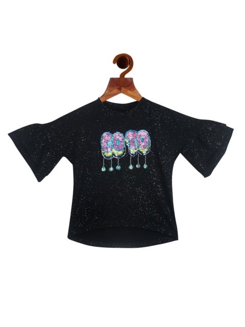 

Tiny Girl Black Embellished Regular Top