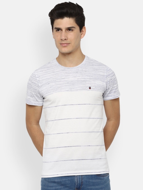 

Louis Philippe Jeans Men White Striped Slim Fit T-shirt
