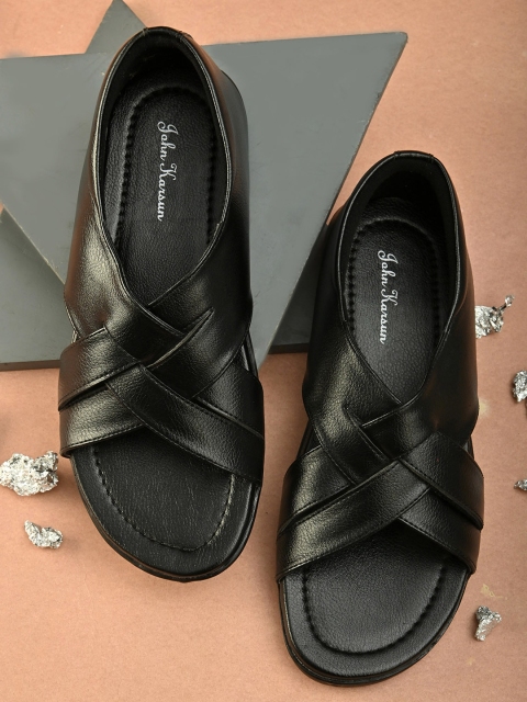 

John Karsun Men Black Fisherman Sandals