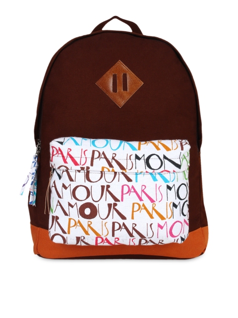 

Anekaant Women Brown & White Printed Backpack