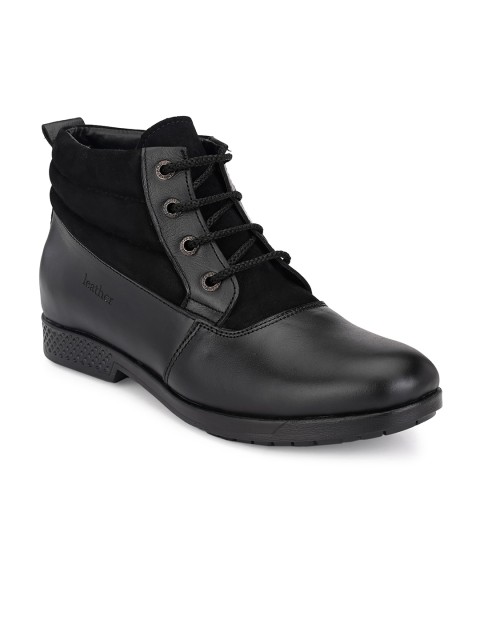 

John Karsun Men Black Colourblocked Leather Flat Boots
