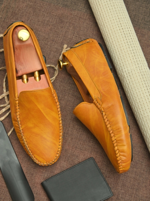 

John Karsun Men Tan Brown Synthetic Leather Loafers