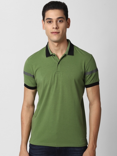 

Peter England Casuals Men Olive Green Polo Collar Slim Fit T-shirt