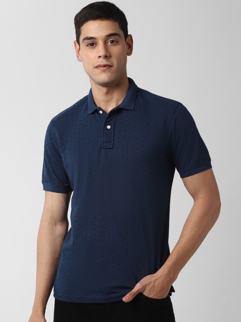 

Peter England Casuals Men Navy Blue Printed Polo Collar T-shirt
