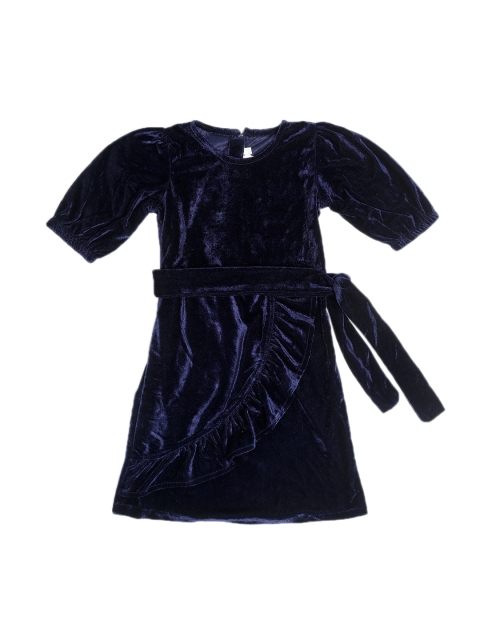 

Ruviero Girls Blue Pleated Velvet Dress