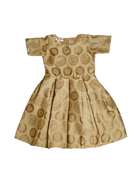 

ruviero Girls Cream-Coloured Ethnic Motifs Jacquard Dress
