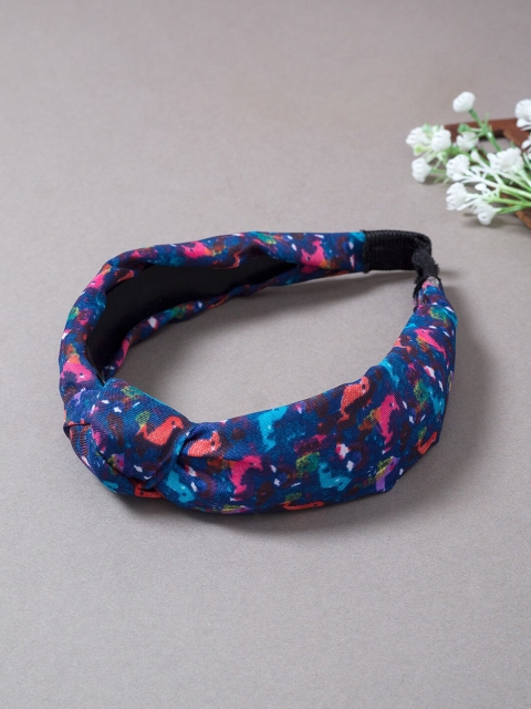 

Golden Peacock Women Navy Blue & Violet Printed Knot-Detailed Hairband