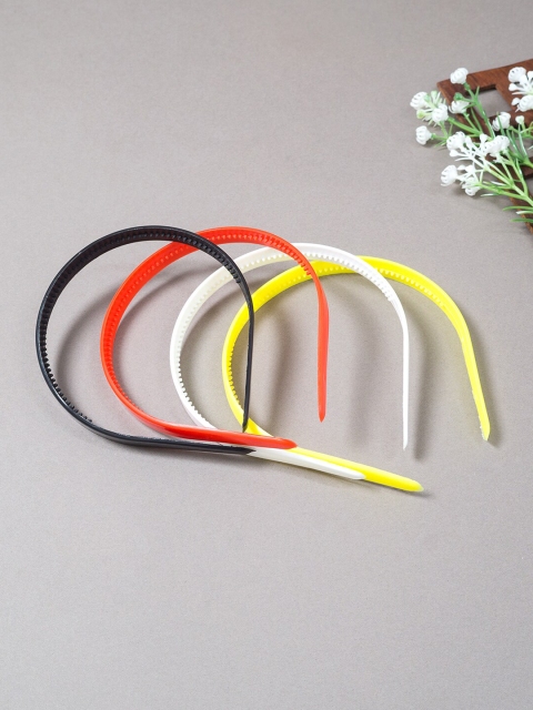 

Golden Peacock Women Black & Yellow Set of 4 Hairband