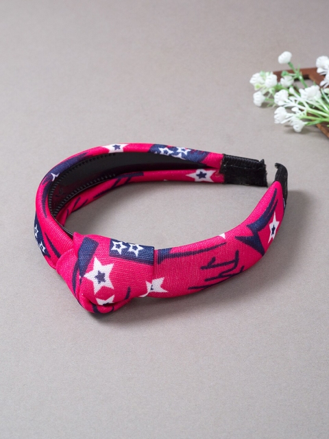 

Golden Peacock Women Pink & Navy Blue Knot-Detailed Hairband