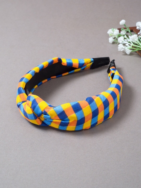 

Golden Peacock Women Yellow & Blue Checked Hairband