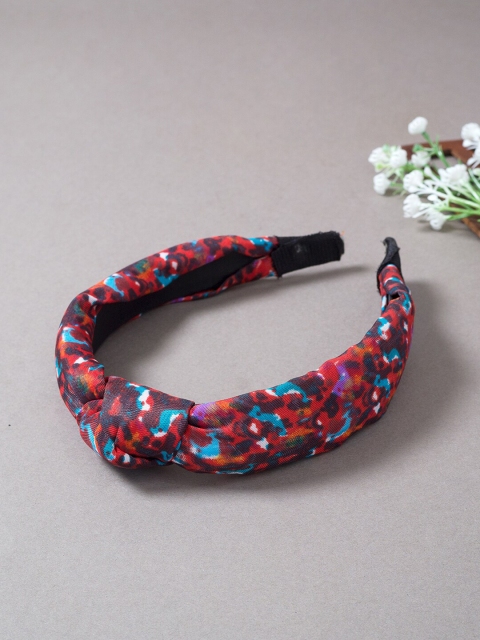 

Golden Peacock Women Red & Blue Printed Knot-Detailed Hairband