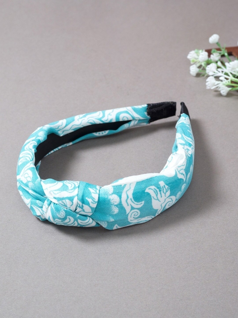 

Golden Peacock Women Blue & White Knot Hairband